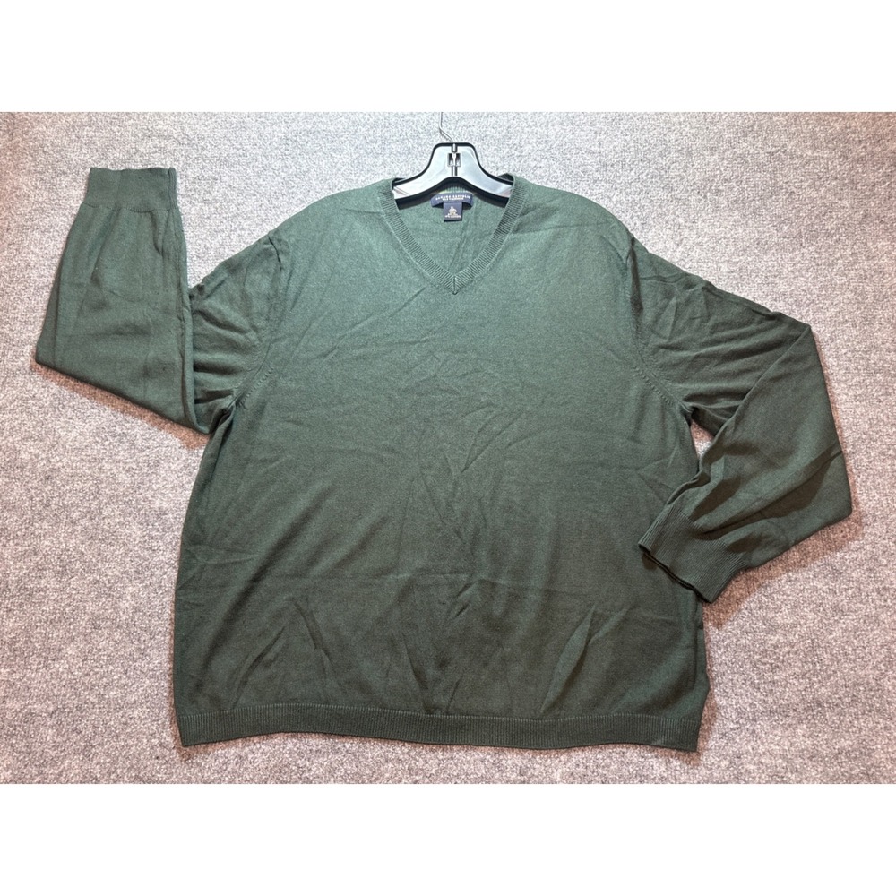 Banana Republic Silk Cashmere Sweater Mens XL Green V-Neck Pullover Knit